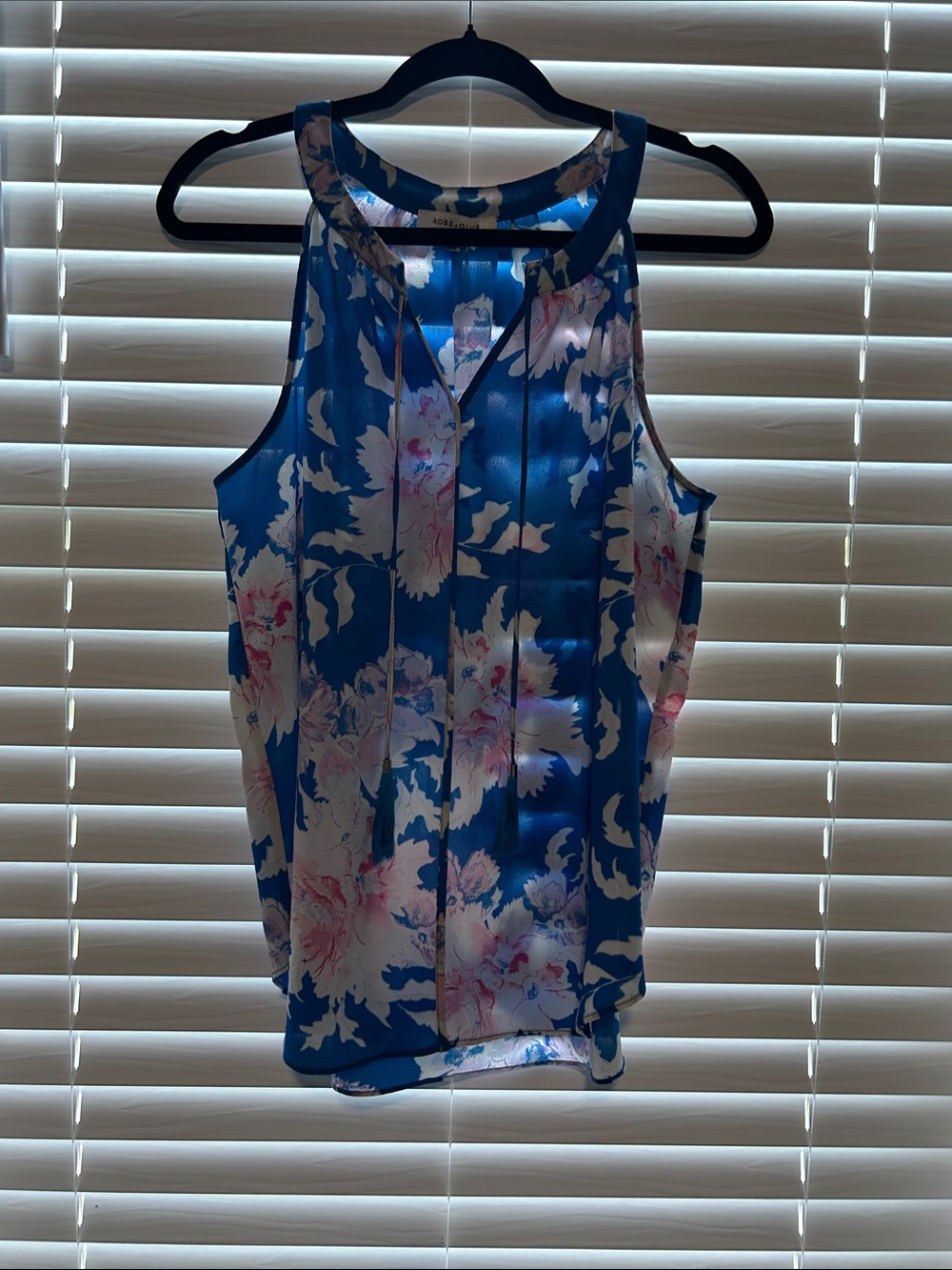 Floral Blue, Pink and White Sleeveless Women's Top
